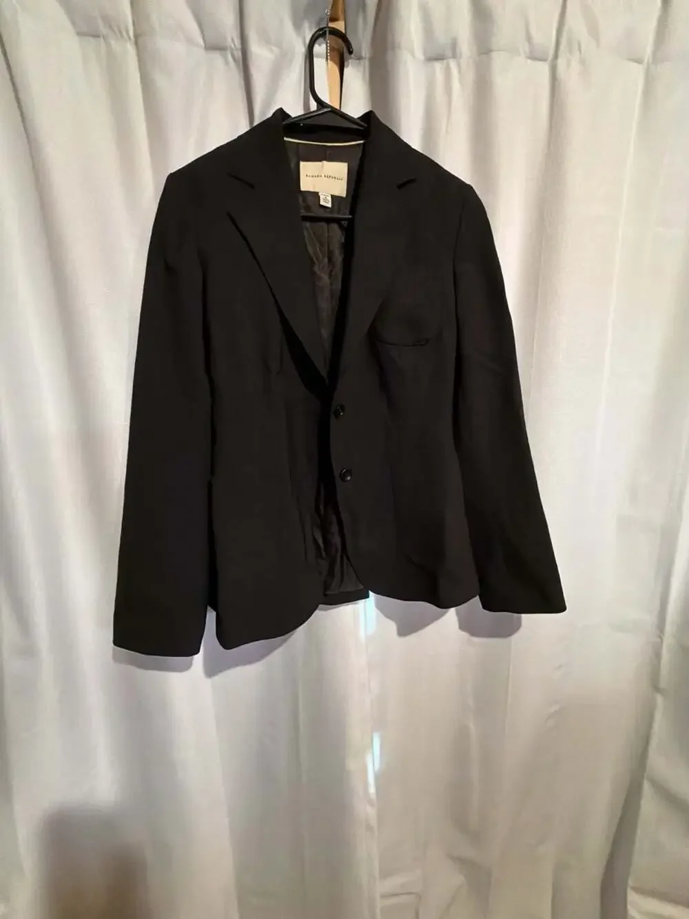 Banana Republic Black Wool Stretch Two-Button Blazer Jacket Size 6